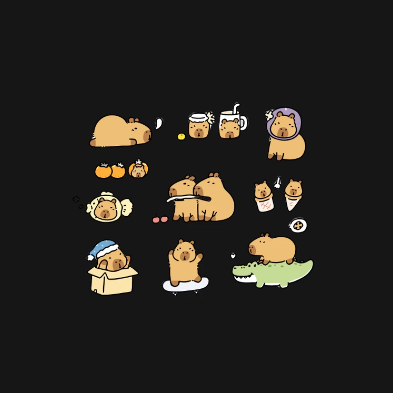 Illustrations mignonnes de capybara dans des scènes amusantes Homme T-Shirt