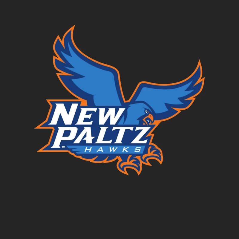 New Paltz Hawks Athletic Logo with Blue Hawk Mascot Female Pullover Sweatshirt