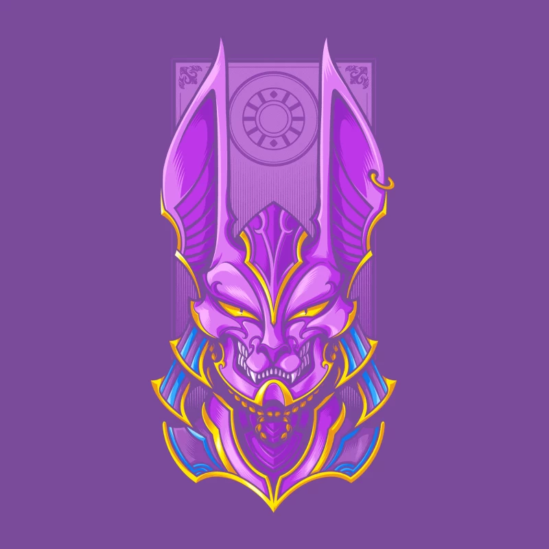 Purple Demon Mask Illustration Male T-Shirt