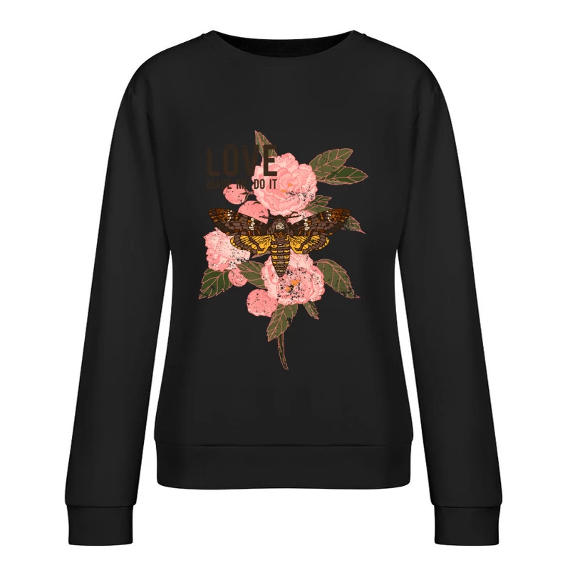 Mite et Fleurs Roses avec Inspiration d'Amour Femme Sweat-shirt à enfiler