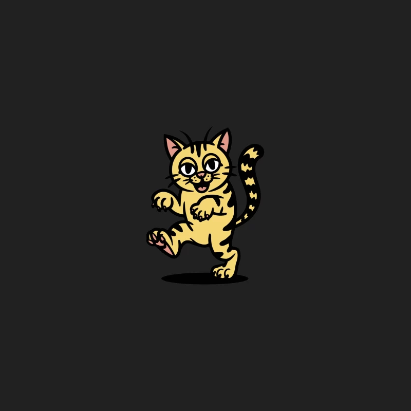 Playful Yellow Cartoon Cat with Striped Tail Bucket Hat