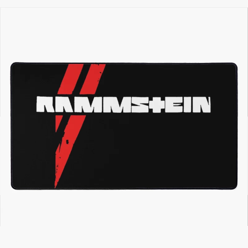 Rammstein Metal Band Logo in Red and White Desk Mat