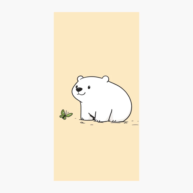 Cute Minimalist Cartoon Bear with Butterfly iPhone Case