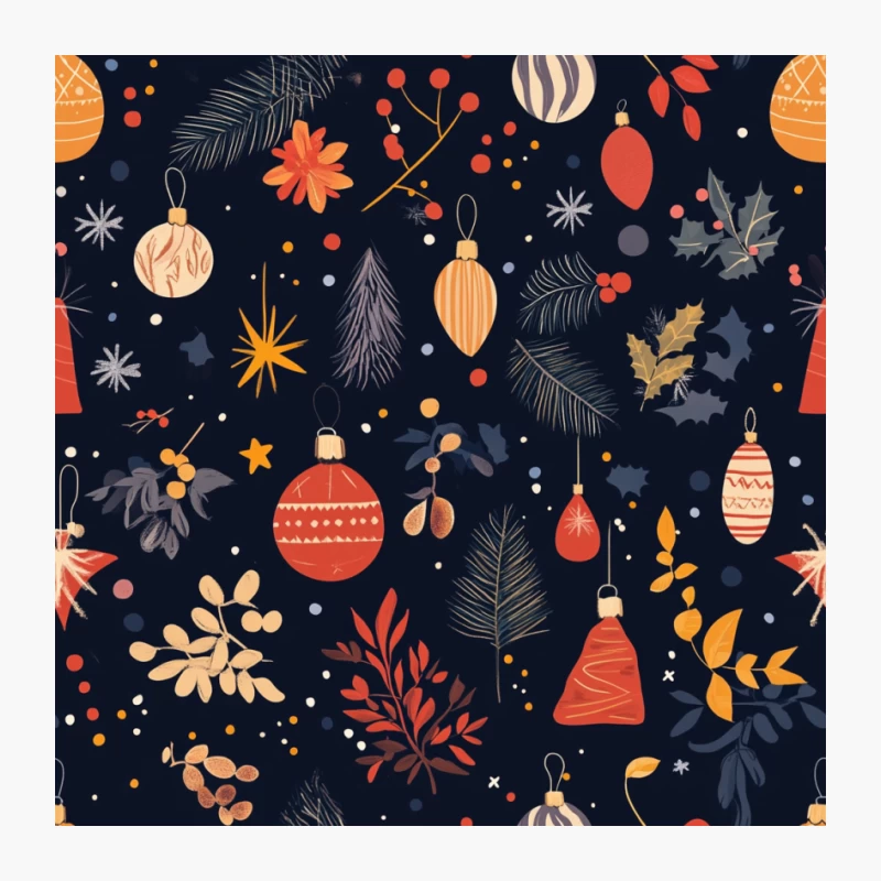 Festive Christmas Pattern with Ornaments and Winter Foliage Pin