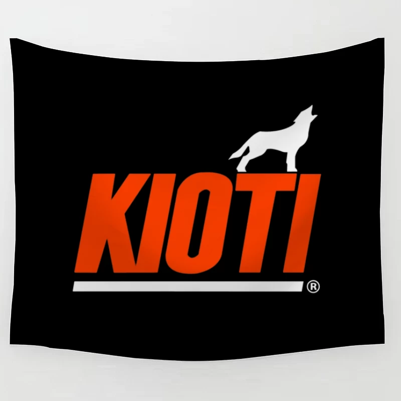 Kioti Farm Equipment Brand Logo with Wolf Silhouette Tapestry