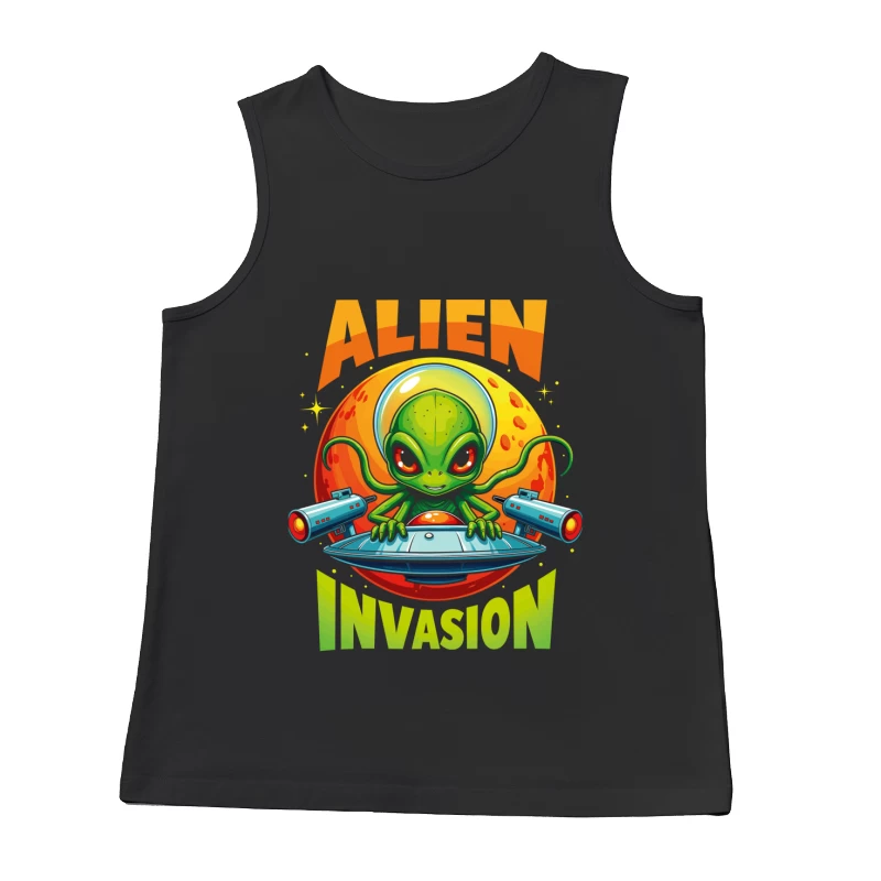 Retro Pixel Alien Invasion – Vibrant 8-bit Extraterrestrial Style! Male Tank Top