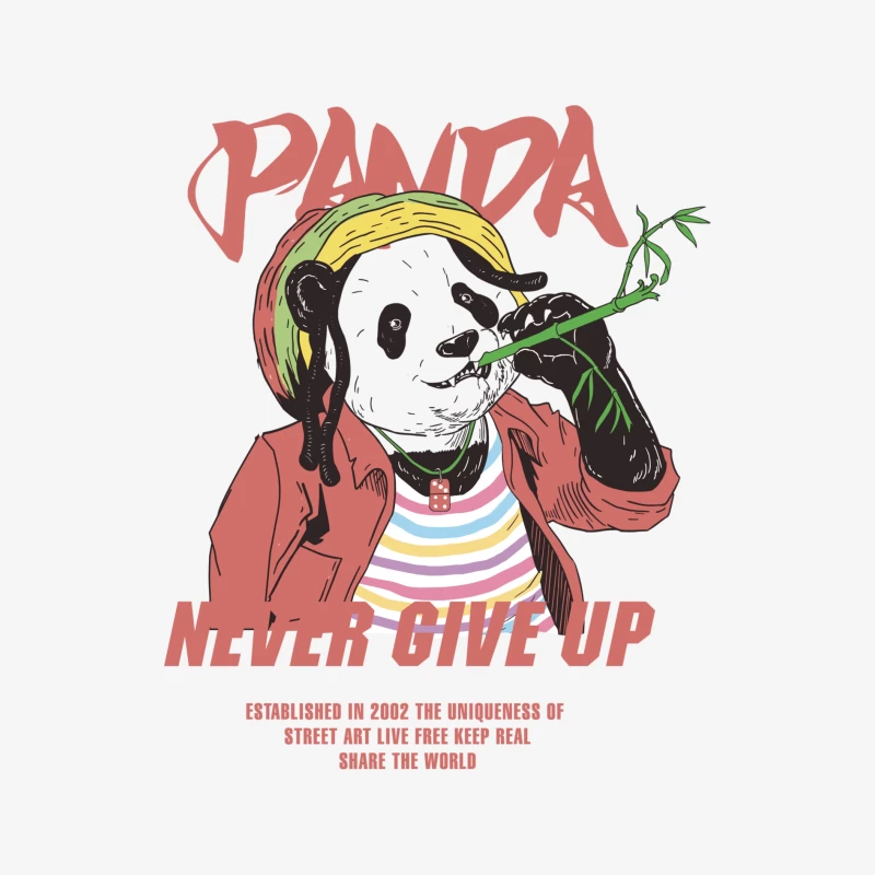 Panda Street Art: Niemals Aufgeben Herren Langarm T-Shirt