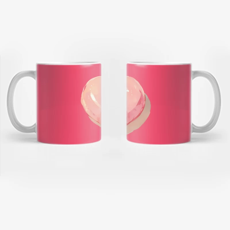 Pink Heart-Shaped Glazed Donut Digital Illustration Coffee Mug