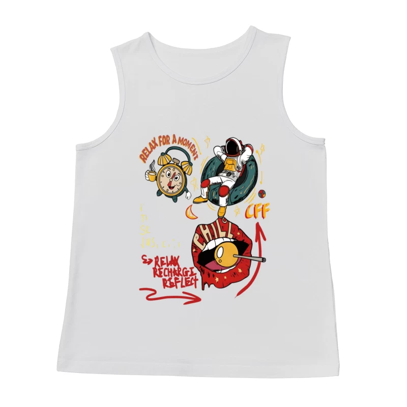 Entspannen Sie für einen Moment mit Astronaut und Wecker Herren Tanktops