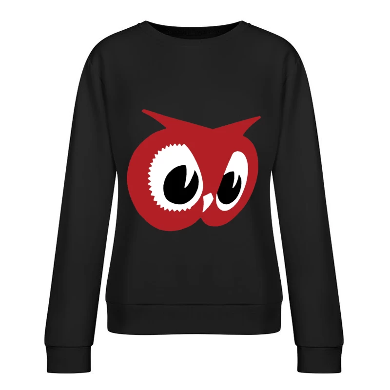 Red Owl Minimalist Logo Design Female Pullover Sweatshirt