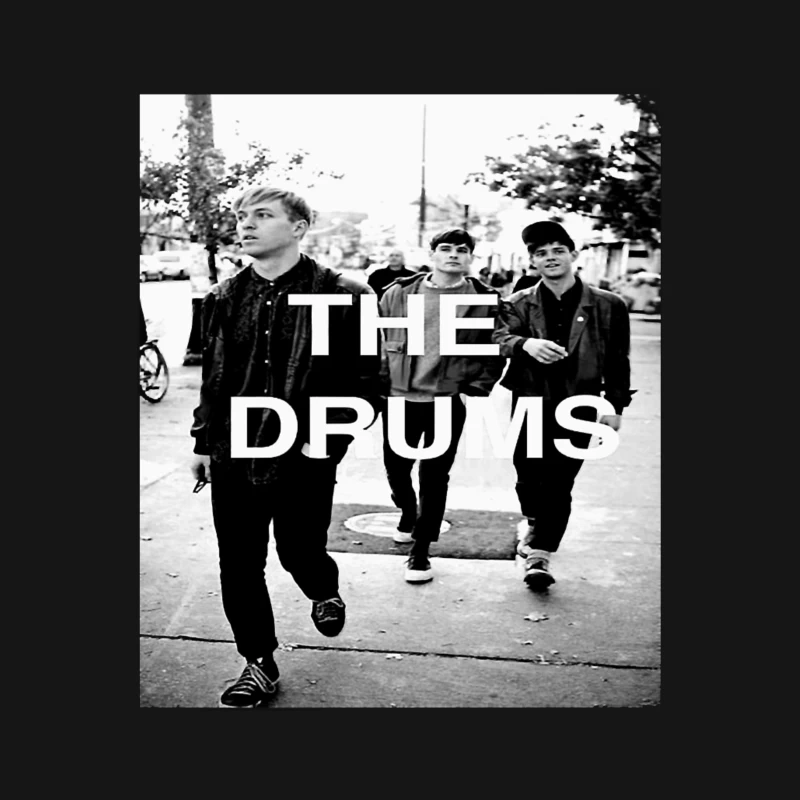 The Drums Band Members Walking on Street - Vintage Black and White Photo Male T-Shirt