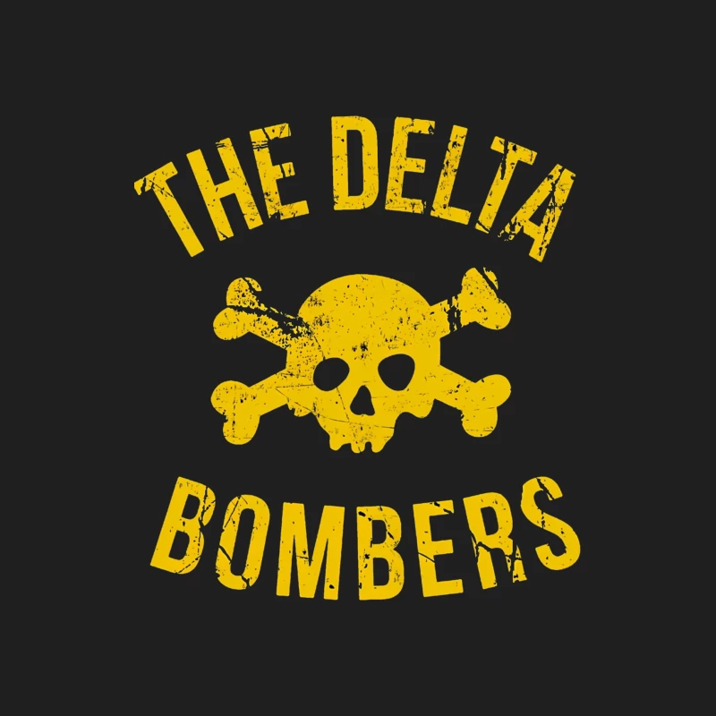 The Delta Bombers: Yellow Grunge Skull Logo Male Tank Top
