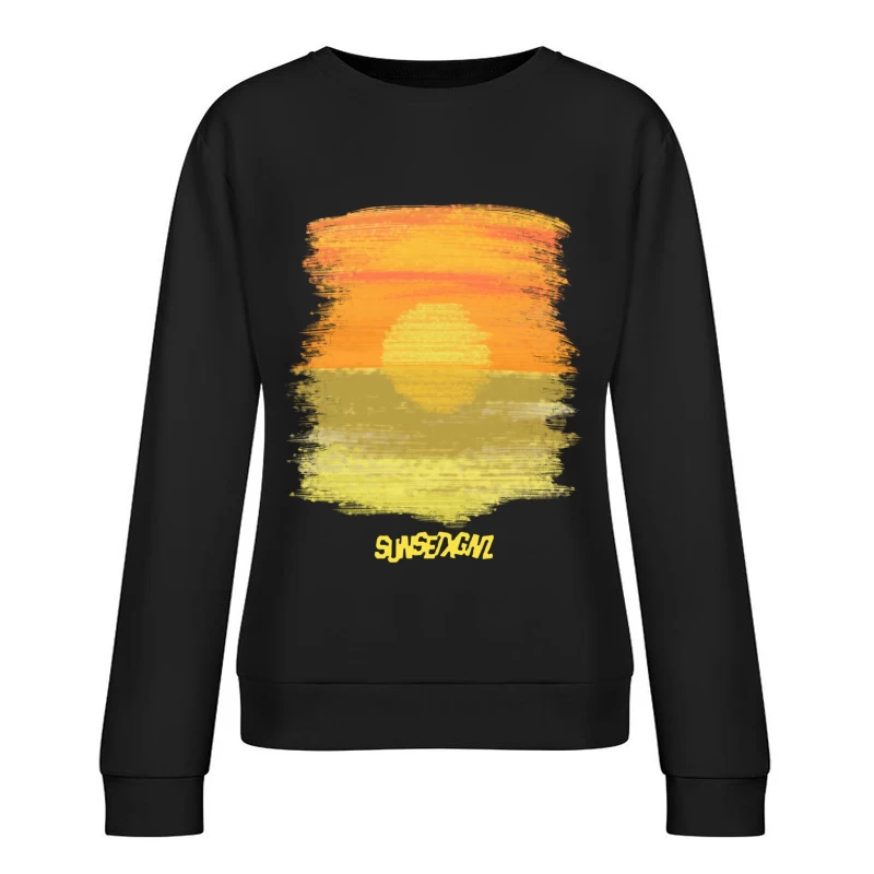 Sonnenuntergang am Strand Kunst Damen Pullover Sweatshirt