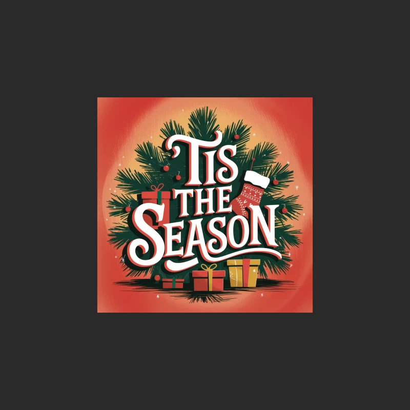 Festive Christmas Typography with Pine and Presents Baseball Cap