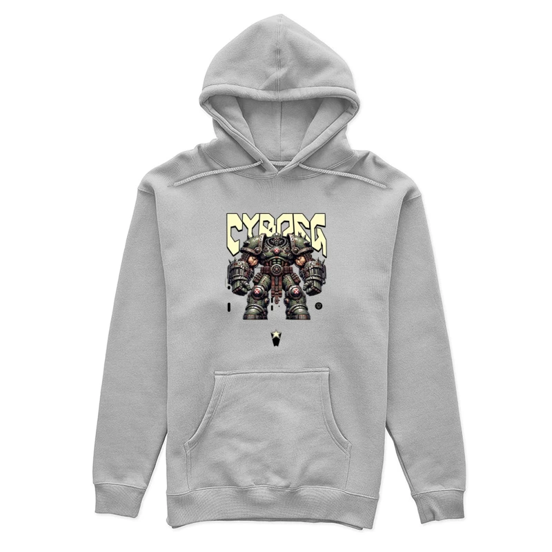 Heavy Combat Cyborg Mech Armor Illustration Female Pullover Hoodie