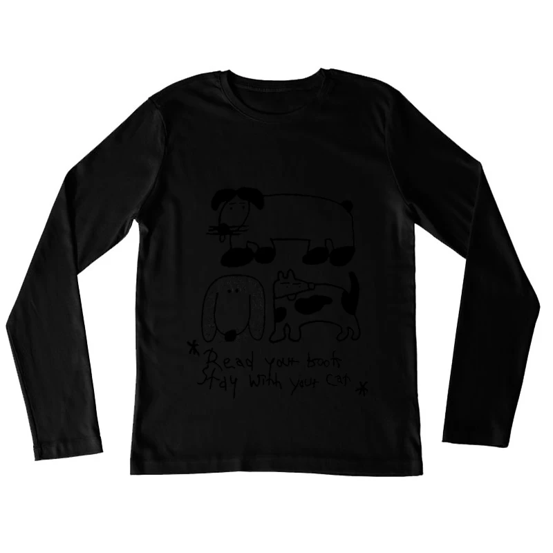 Lesen mit Haustieren Damen Langarm T-Shirt