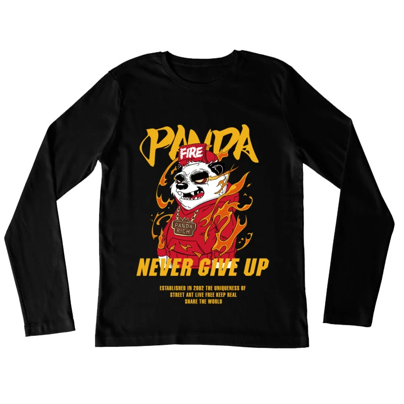 Feuriger Panda-Motivationsdruck Damen Langarm T-Shirt