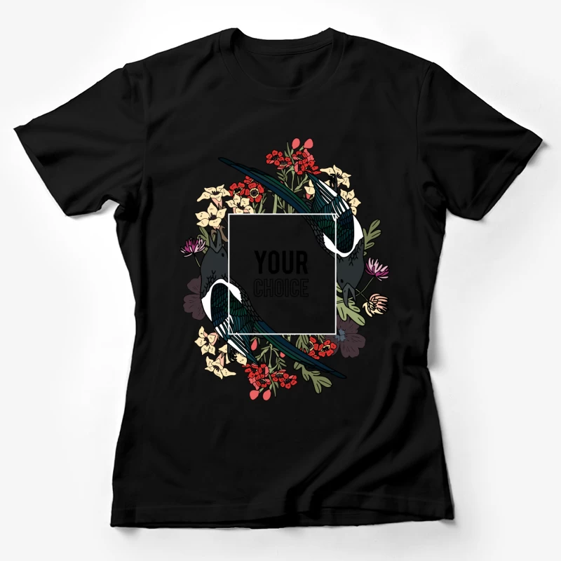 Cadre floral avec oiseaux Femme T-Shirt