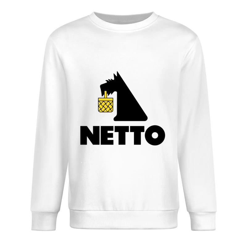 Netto Supermarket Logo with Black Dog and Yellow Basket Male Pullover Sweatshirt