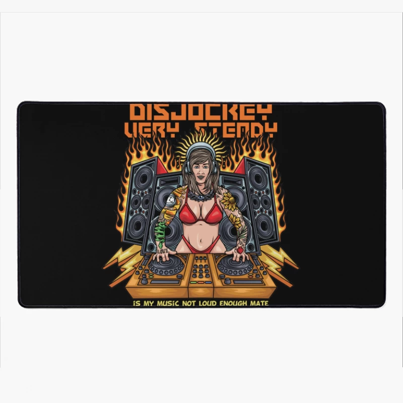 Dynamic DJ with Vibrant Energy Desk Mat