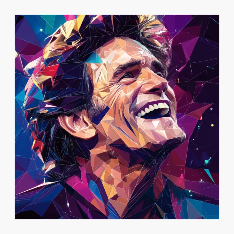Vibrant Geometric Portrait: Abstract Pop Art Fusion Pin