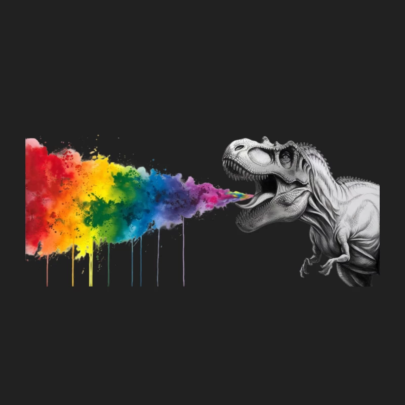 Roaring Creativity: T-Rex Breathes Rainbow Art Bucket Hat