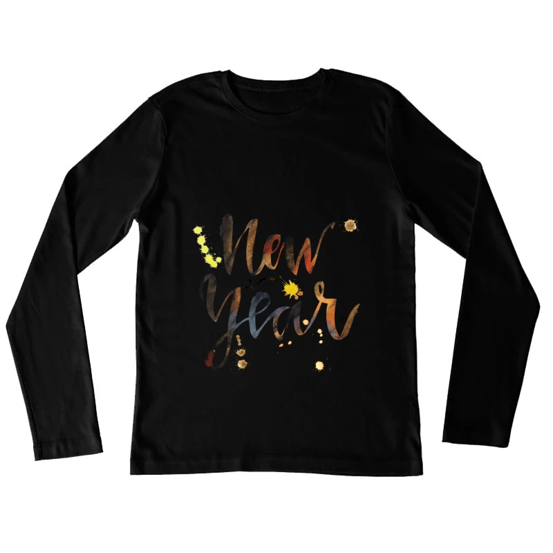 Nouvel An Avec Éclaboussures Artistiques Femme Manches Longues T-Shirt