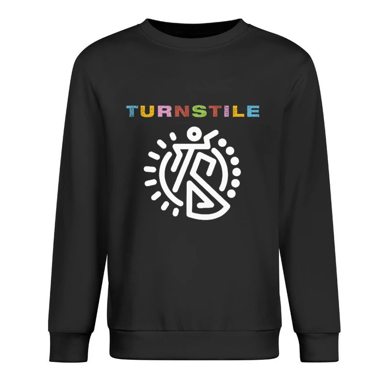 Colorful Turnstile Logo Design with Geometric Pattern Male Pullover Sweatshirt