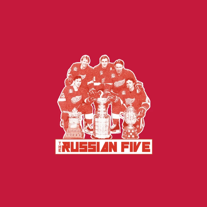 The Russian Five: Legendary Detroit Red Wings Hockey Unit with Championship Trophies Travel Mug