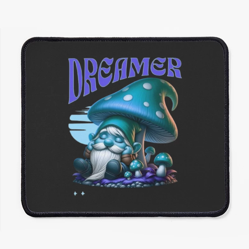 Dreaming Blue Gnome Under Magic Mushroom Mouse Pad