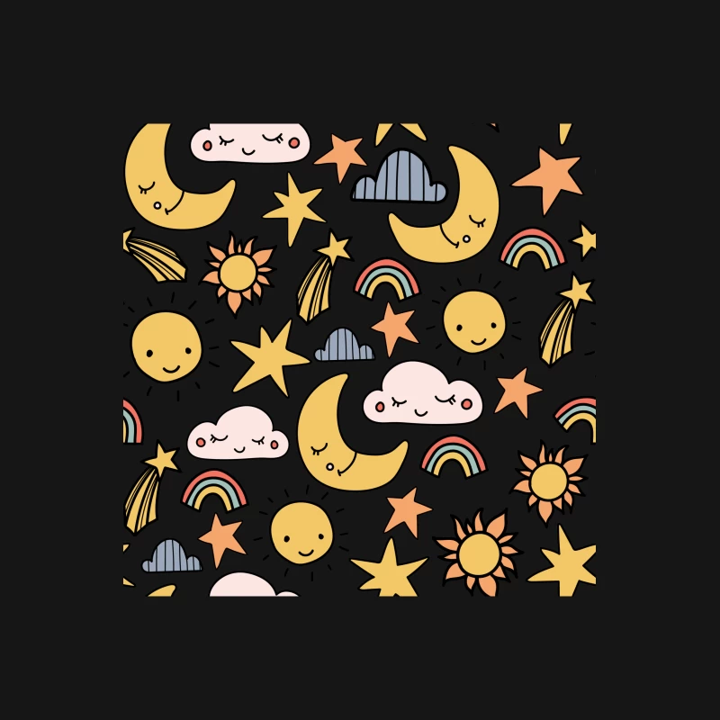 Ciel de nuit joyeux avec lune et étoiles Femme T-Shirt