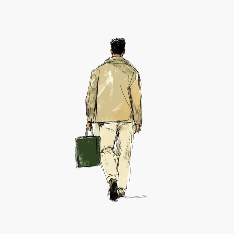 Sketched Business Man Walking with Briefcase Cotton Tote Bag