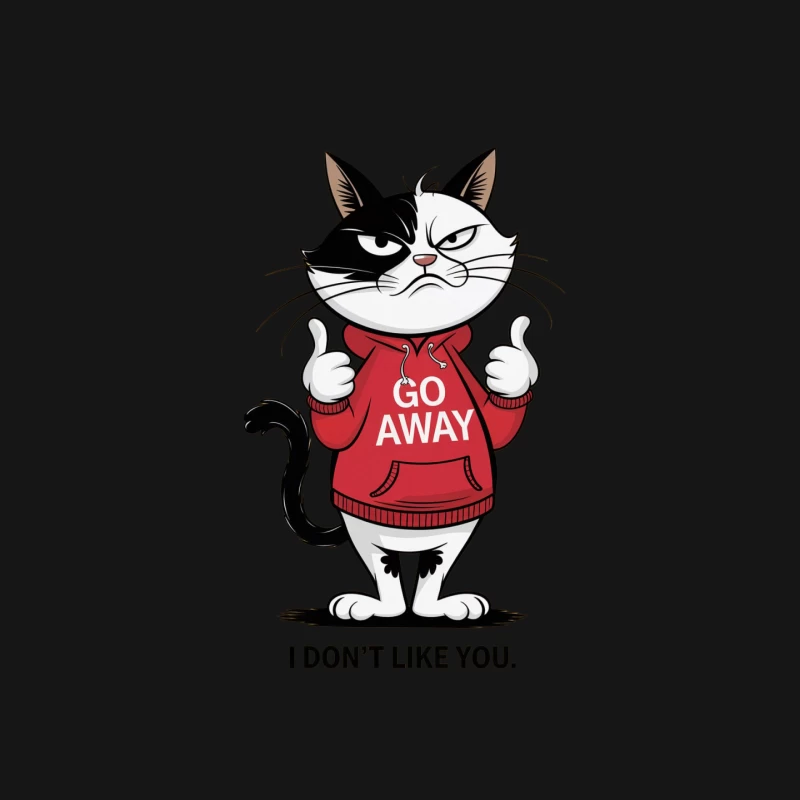 Grumpy Cartoon Cat in "Go Away" Hoodie Mouse Pad