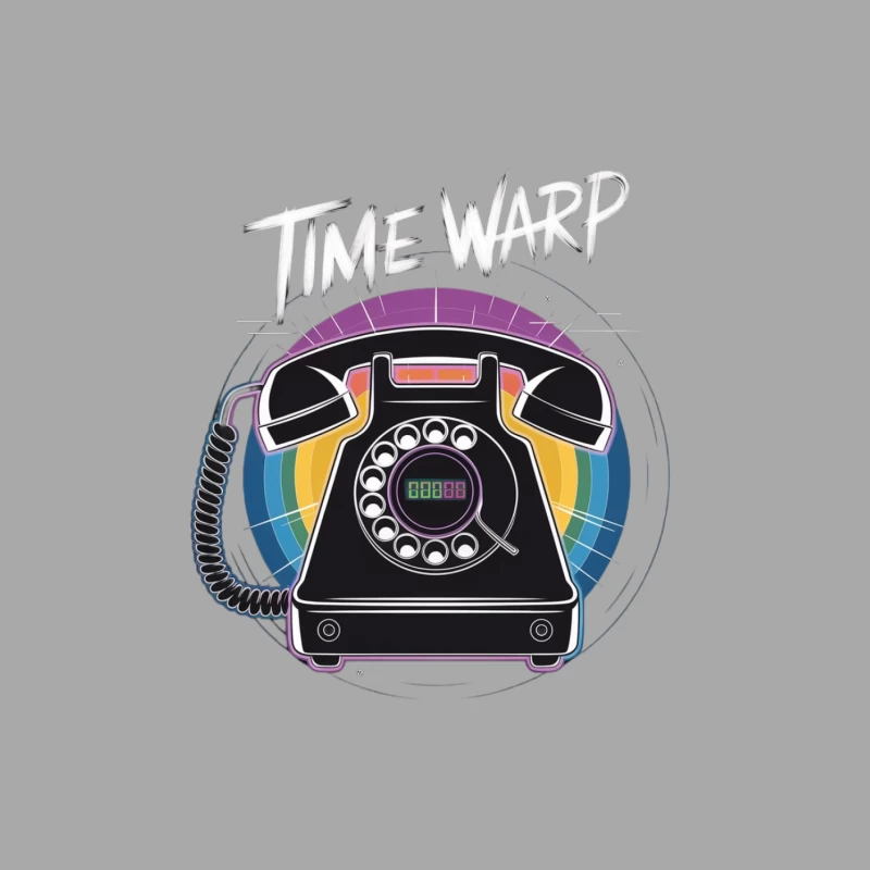 Retro Rotary Phone with Rainbow Time Warp Design Male Pullover Hoodie