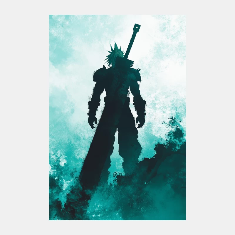 Silhouetted Warrior: Final Fantasy VII's Iconic Hero Male Tank Top