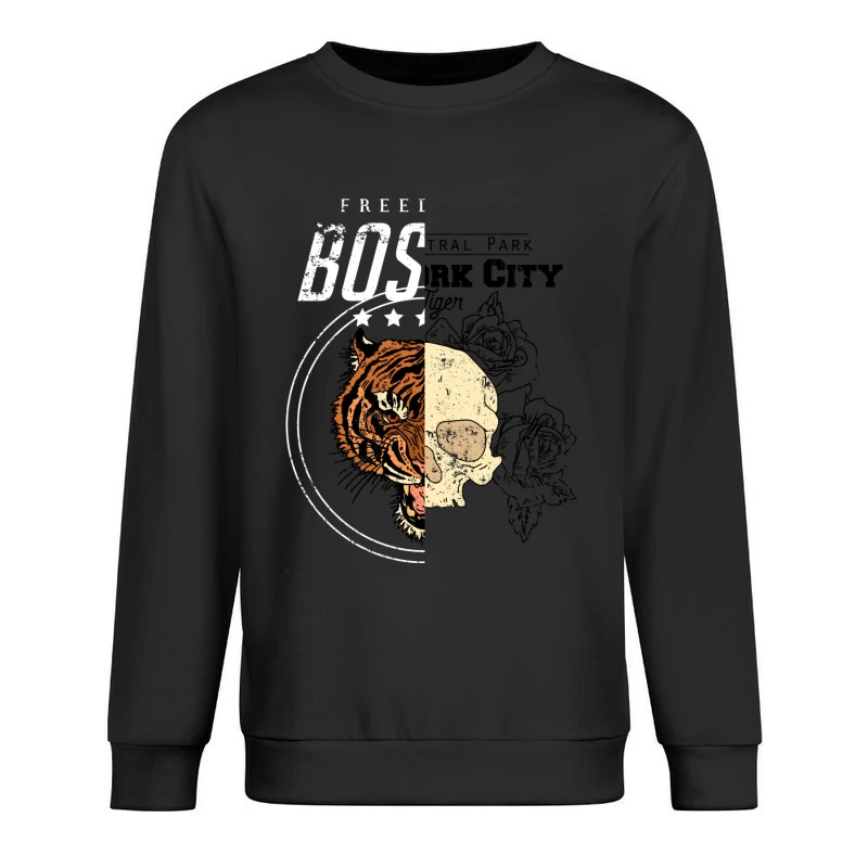 Tigre mi-face crâne avec texte BOS Homme Sweat-shirt à enfiler
