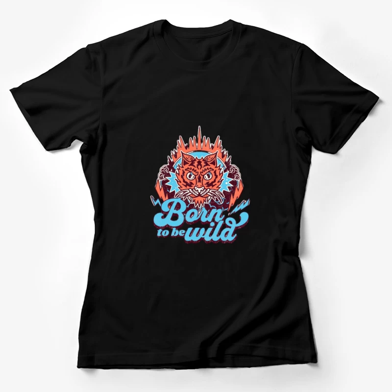 Wilder retro Katzen-Design Damen T-Shirt