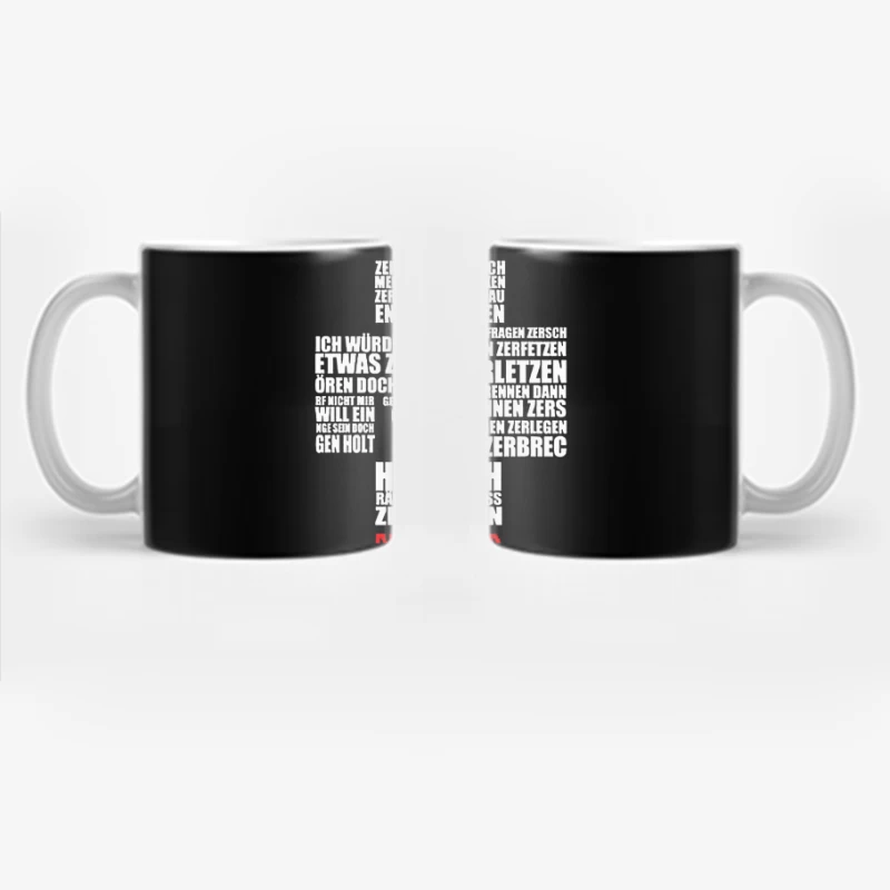 Rammstein Typography Art with German Text on White Background Coffee Mug