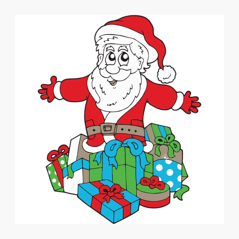 Santa With Piles of Christmas Pin