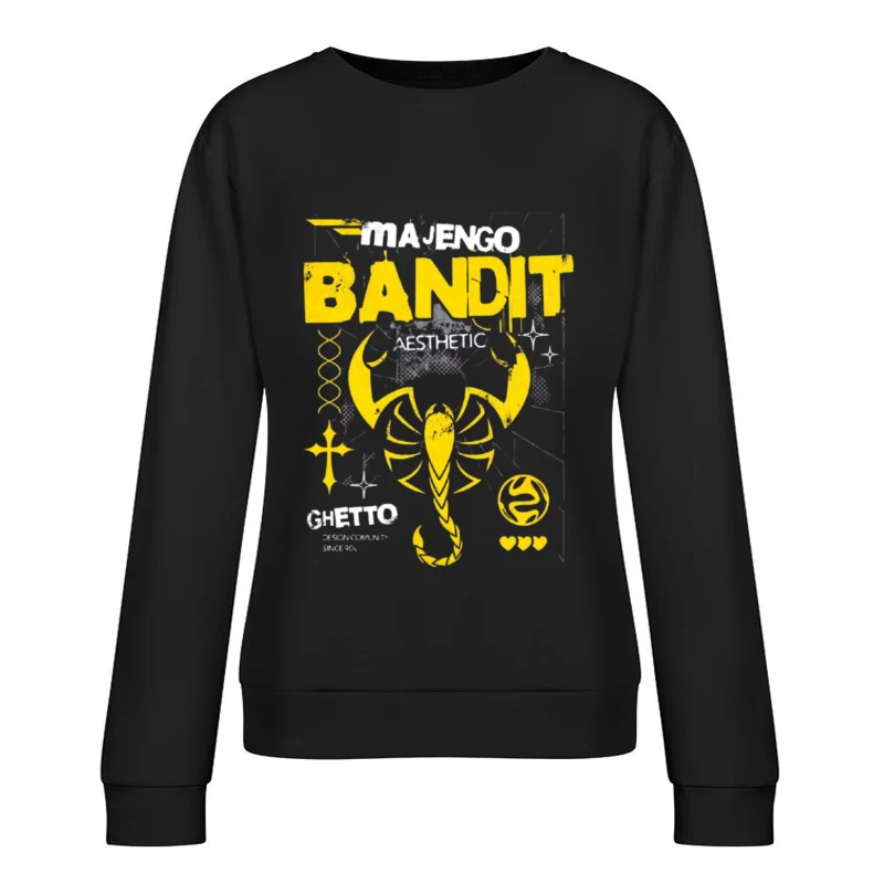 Yellow Bandit Scorpion Grunge Logo Design Female Pullover Sweatshirt