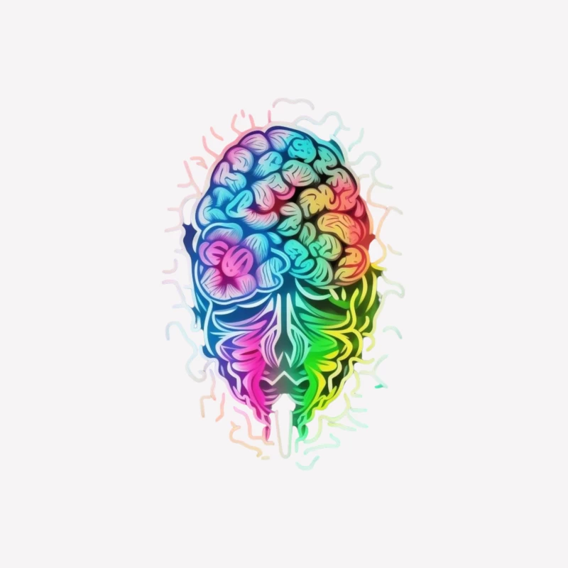 Rainbow Psychedelic Brain Illustration Male T-Shirt