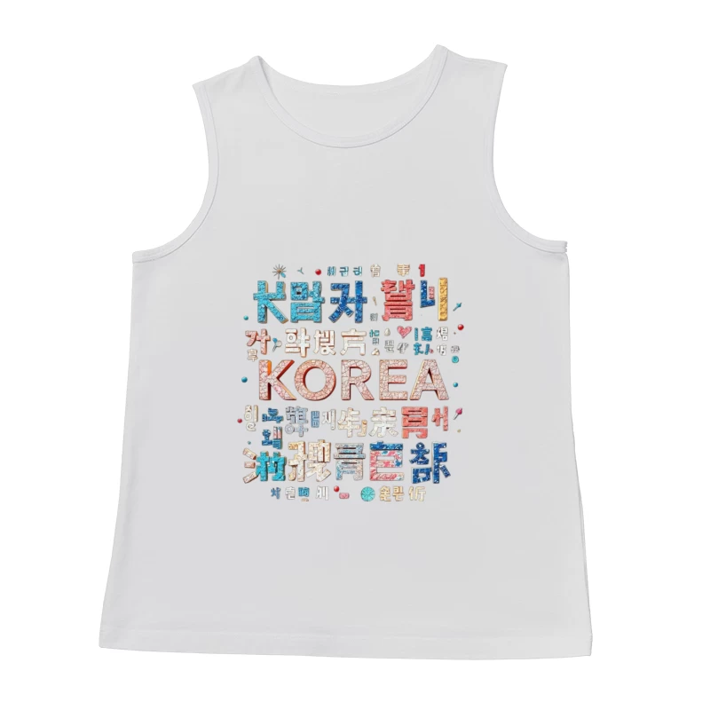 Artistic Korean Typography and Cultural Design Male Tank Top