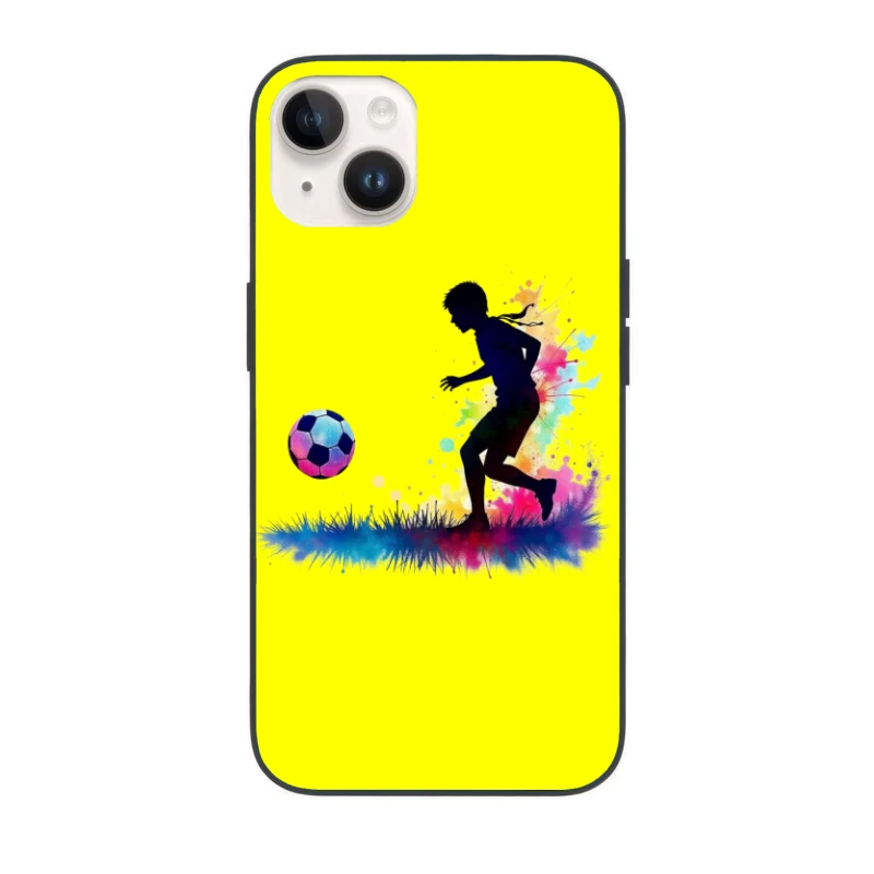 Silhouette of a Soccer Player with Color Splash iPhone Case