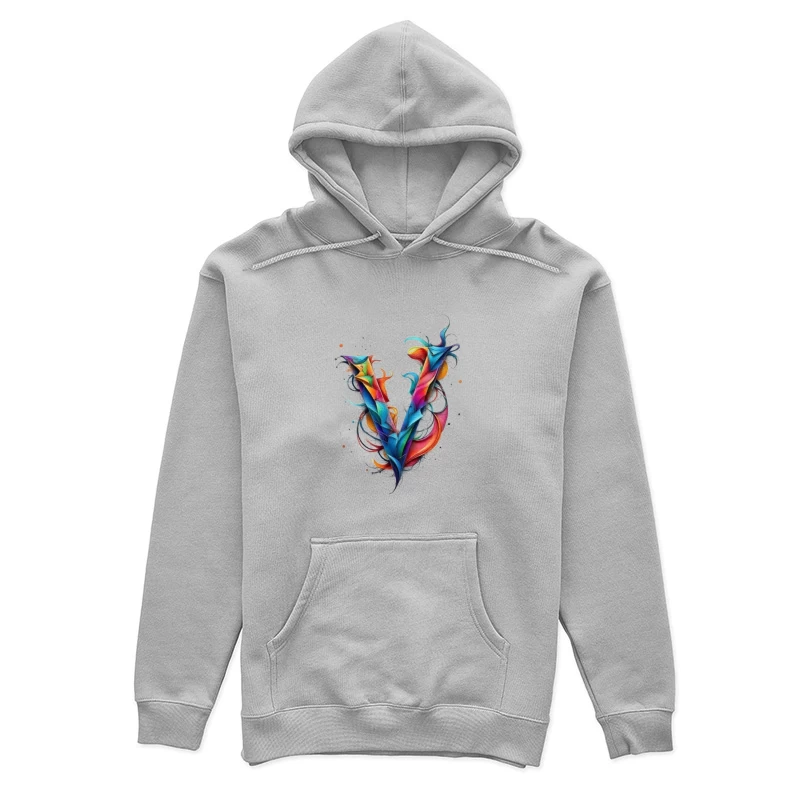 Vibrant Abstract Watercolor Letter V Design Female Pullover Hoodie