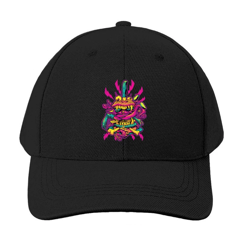 Colorful Grotesque Monster with Knife Baseball Cap