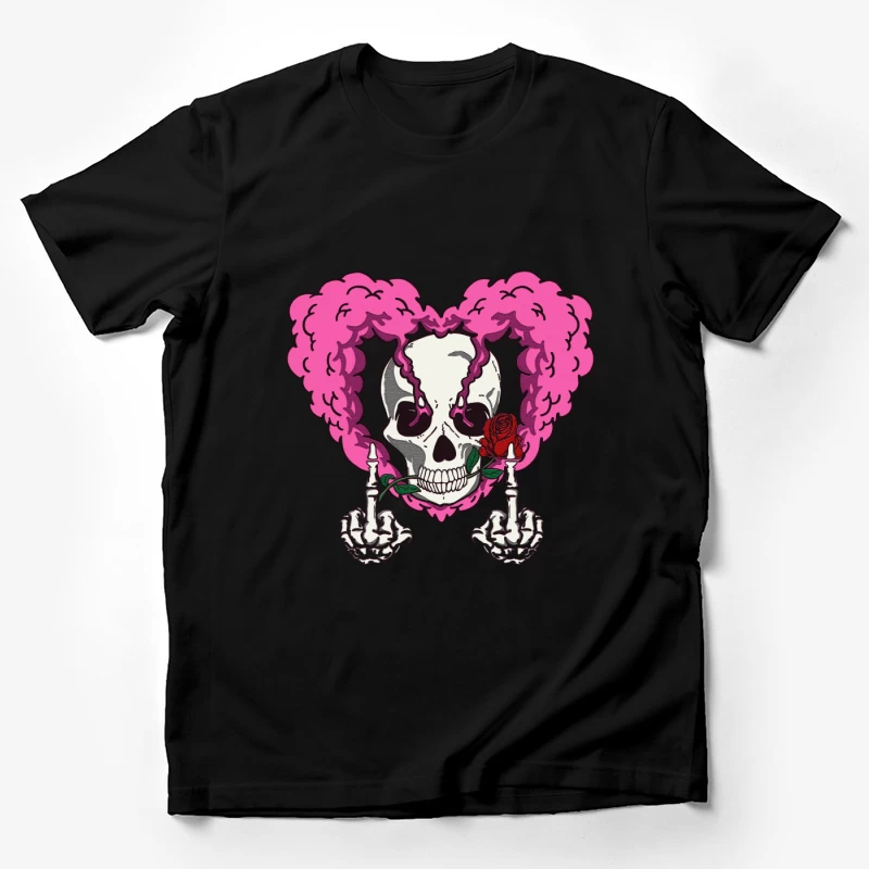 Schädel mit Herz und Rose Herren T-Shirt