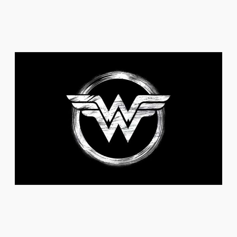 Sketched Wonder Woman Logo: Iconic DC Superhero Symbol Travel Mug