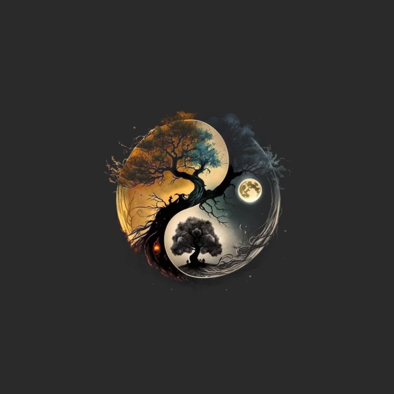 Yin Yang Tree Art Baseball Cap