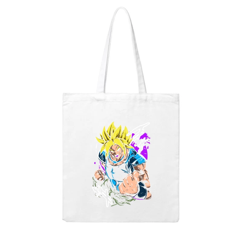 Anime Character in Action with Bright Colors Cotton Tote Bag