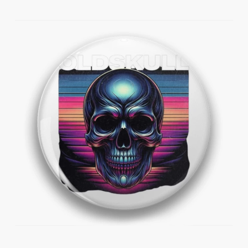 Retro Synthwave Neon Skull Artwork Pin